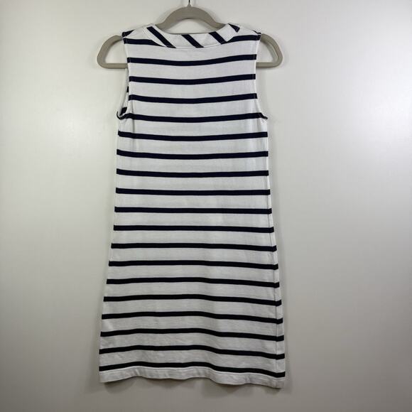 Kate Spade Tropez White Navy Striped Shift Dress Small Bow Pockets Coastal Beach - Picture 10 of 11